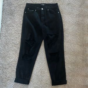 Black Distressed relaxed fit jeans